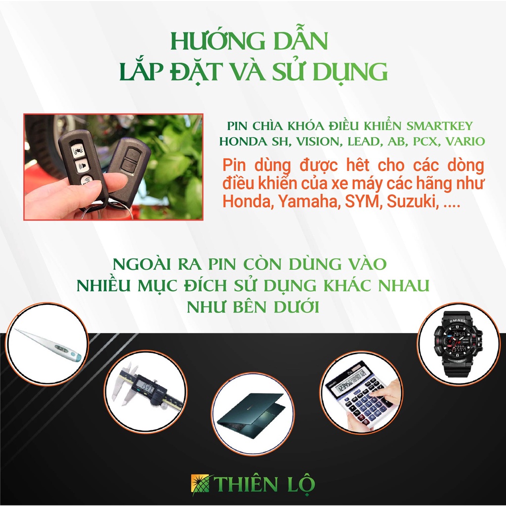 PIN CHÌA KHÓA ĐIỀU KHIỂN SMARTKEY HONDA SH, VISION, LEAD, AB, PCX, VARIO CR2032 3V Lithium - Sản phẩm cao cấp Thiên Lộ