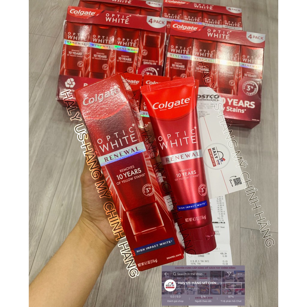 [100% chính hãng] Kem đánh răng Colgate Optic White Mỹ