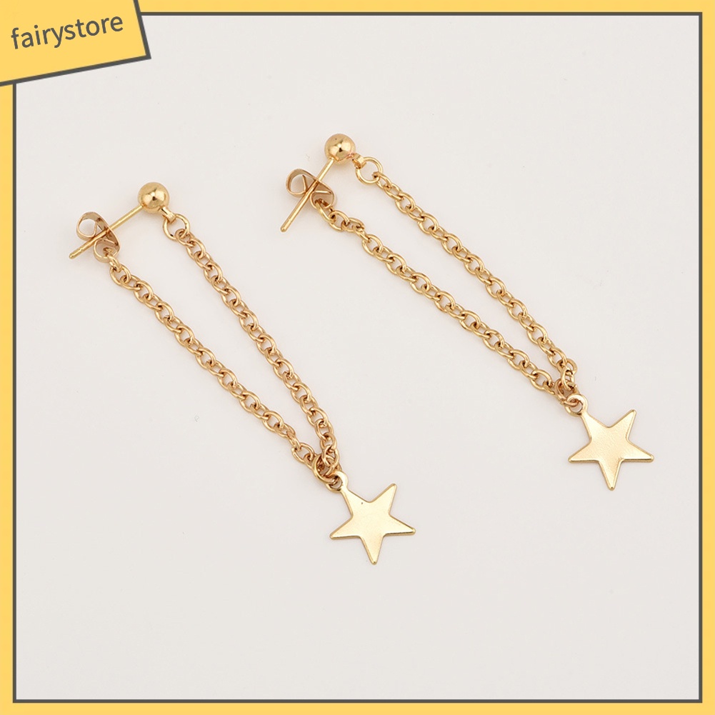 Khuyên Tai Dáng Dài Hình Ngôi Sao Năm Cánh Thời Trang Cho Nữ