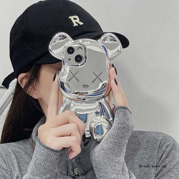 Ốp Điện Thoại Ba Chiều Mạ Vàng / Bạc Hình Gấu Bông Cho Apple Iphone 11 / 12 / 13 / pro / max