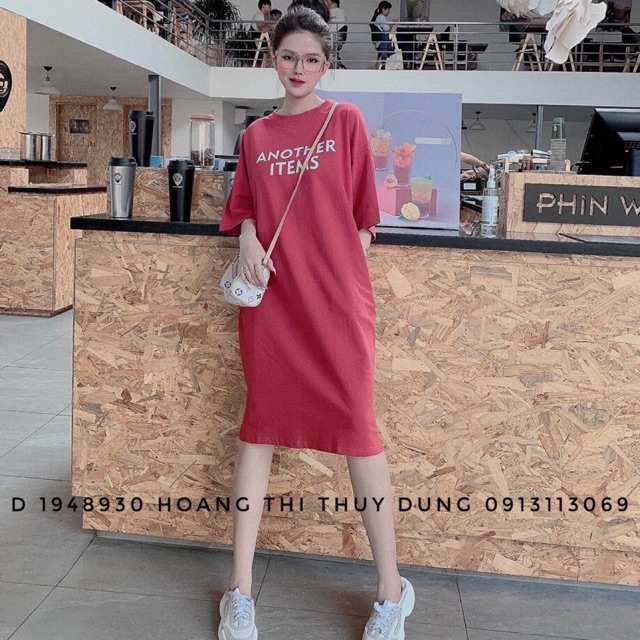 Váy suông-Đầm dáng dài in chữ “ANOTHER”cổ tròn 6 màu(video shop quay)