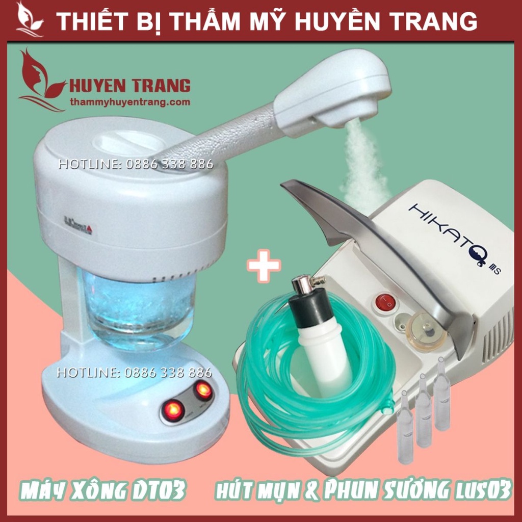 Combo Máy Xông Hơi DT03 Và Máy Hút Mụn + Phun Sương LUS03 - Thẩm Mỹ Huyền Trang