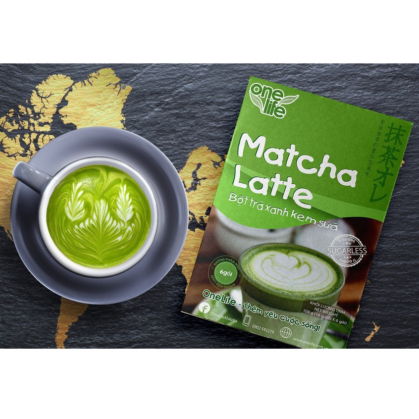 [Mua nhiều giảm giá] Hộp 6 gói (120gr) Bột Trà Xanh Kem Sữa Matcha Latte ONELIFE hòa tan uống liền, thơm ngon béo bùi