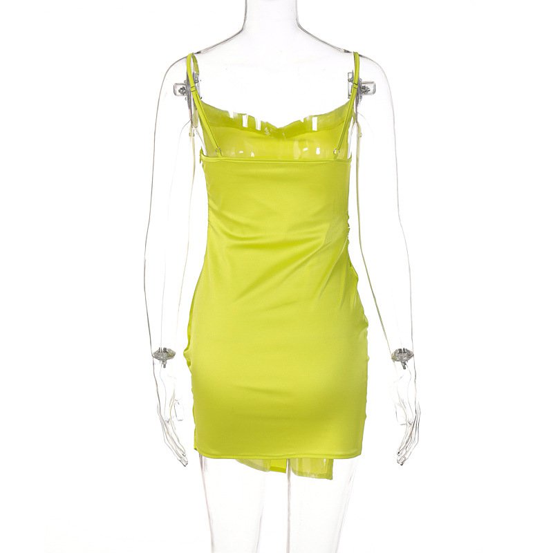 Đầm hai dây màu trơn hở lưng thời trang cho nữ