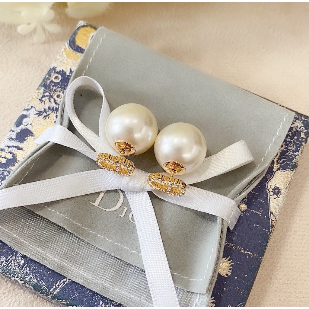 Khuyên Tai Tròn Khắc Chữ Dior Bằng Thép Titanium Thời Trang Cho Nữ