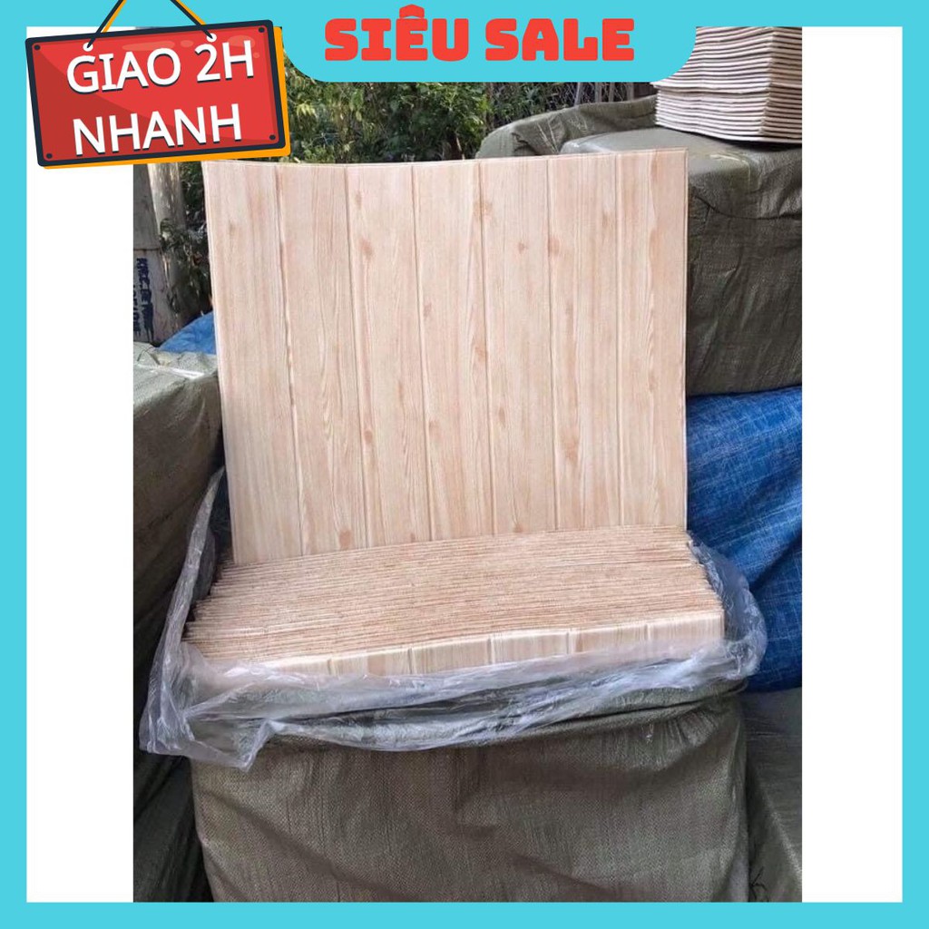 Xốp dán tường giả gỗ 3D kt 70 x70cm 5mm vàng nhạt sang trọng | BigBuy360 - bigbuy360.vn