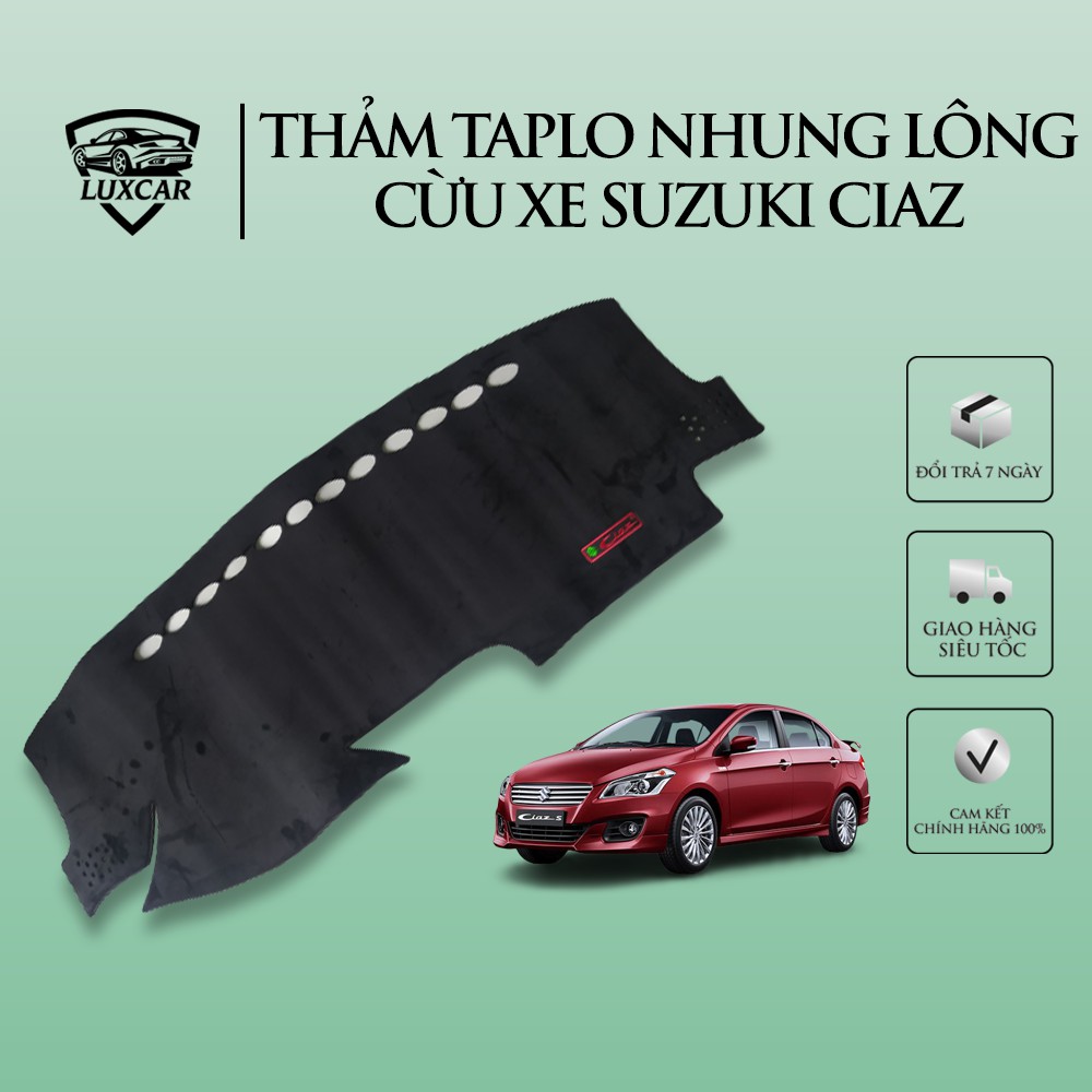 Thảm Taplo Nhung Lông Cừu SUZUKI CIAZ - Đế Cao Su Chống Trượt LUXCAR