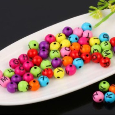 hạt chữ tròn nhiều màu size 8mm