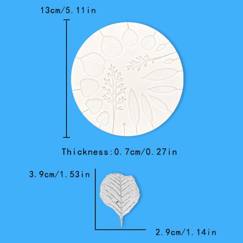 khuôn silicon lá trang trí bánh