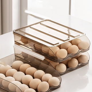 Creative Plastic Egg Box Automatic Rolling Easy Clean Saving Space with Lid