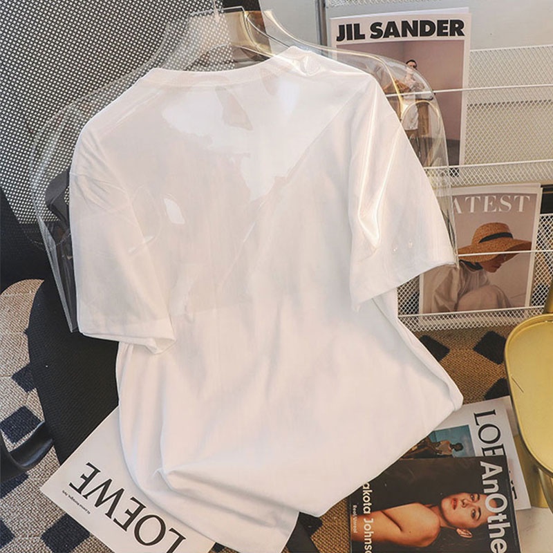 Áo thun HIIXIIVI 100% cotton tay ngắn cổ tròn in hình thời trang mùa hè phong cách Hàn Quốc 2022 dành cho nữ