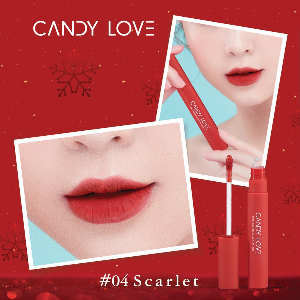 Son môi kem lì lâu trôi Hàn Quốc - Candy Love - Màu 04 ĐỎ GẠCH cực xinh