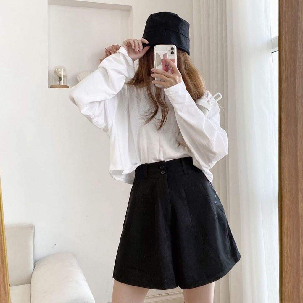 Quần đùi giả váy cạp cao 2 cúc KAN0321