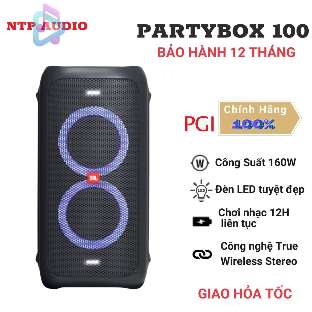 Loa JBL Partybox 100 (Công suất 160W) - Bảo hành 12 tháng PGI