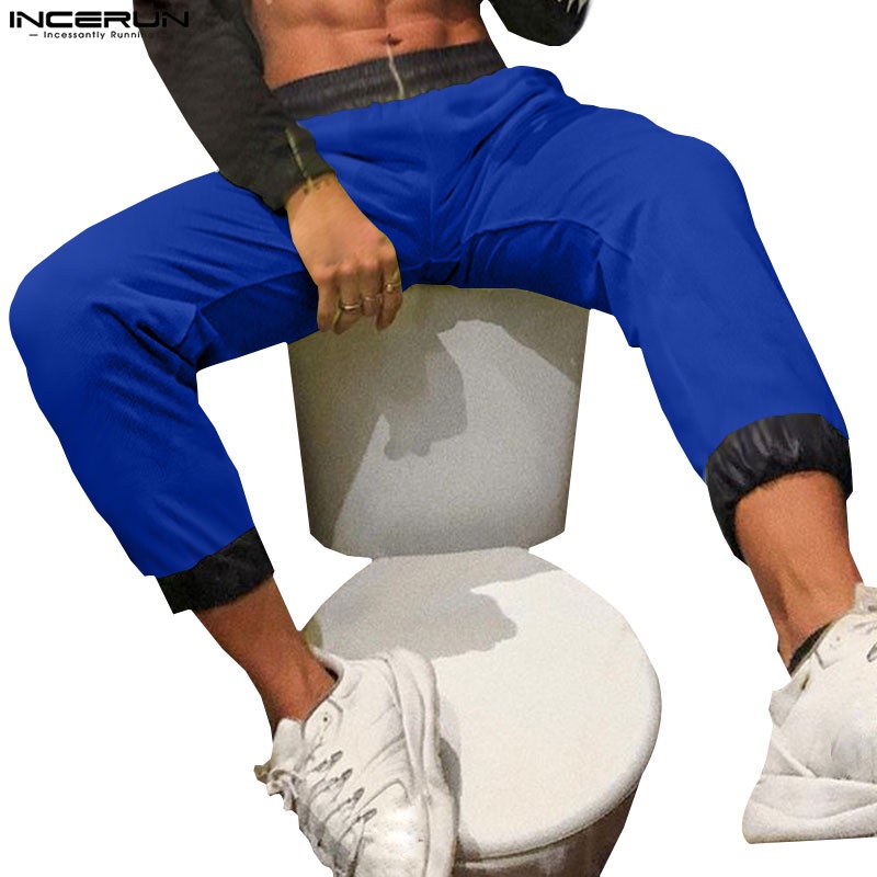 INCERUN Quần Dài Lưng Thun Phối Màu Thời Trang Cho Nam Có 3 Màu Lựa Chọn