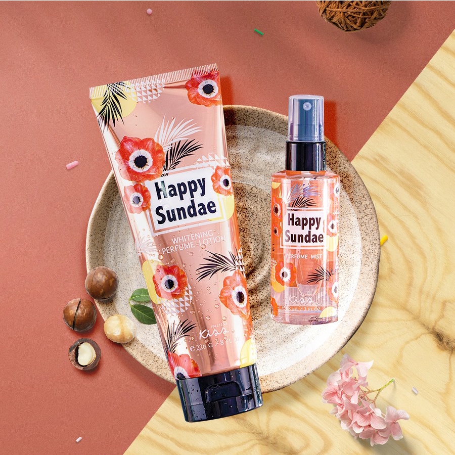 Bộ Đôi Hoàn Hảo Malissa Kiss Body Lotion &amp; Body Mist hương Happy Sundae 226G