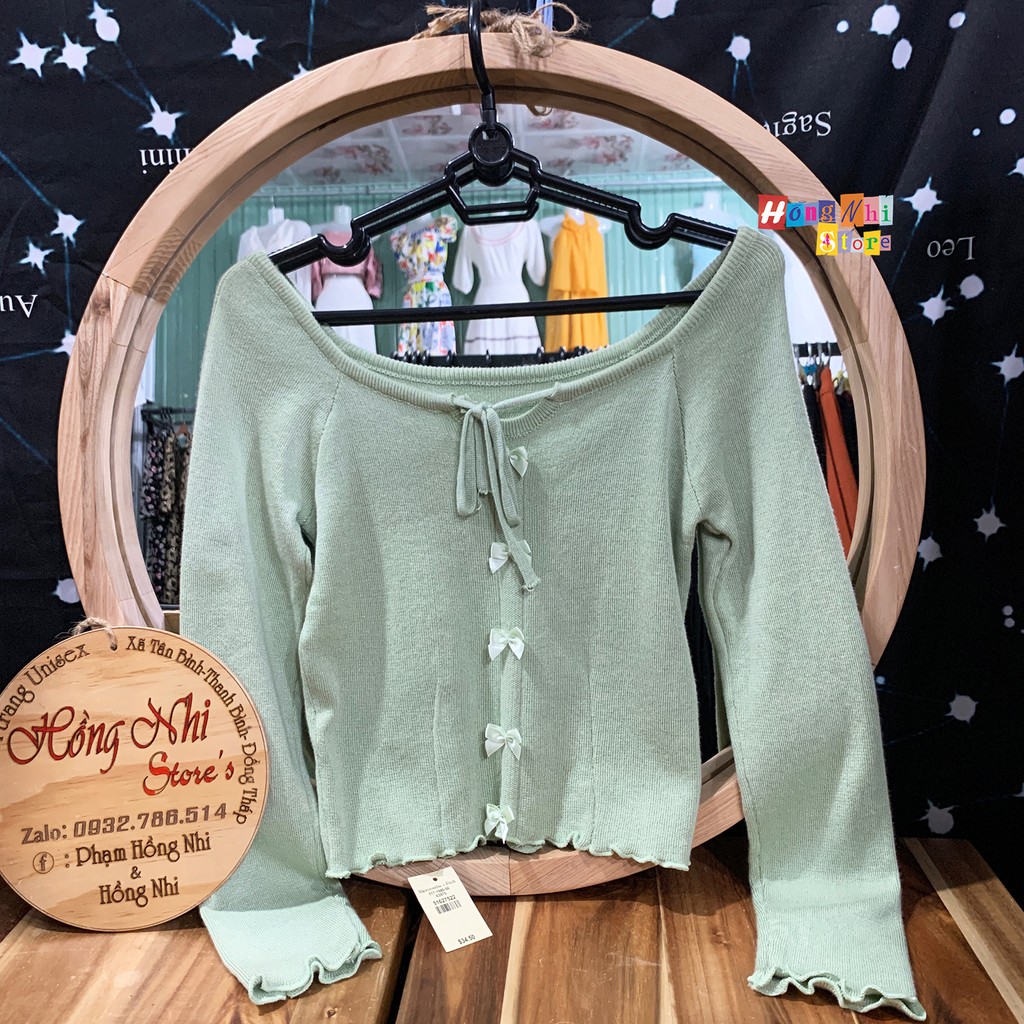Áo Len Tay Dài Thắt Nơ Dáng Ôm Body Ulzzang