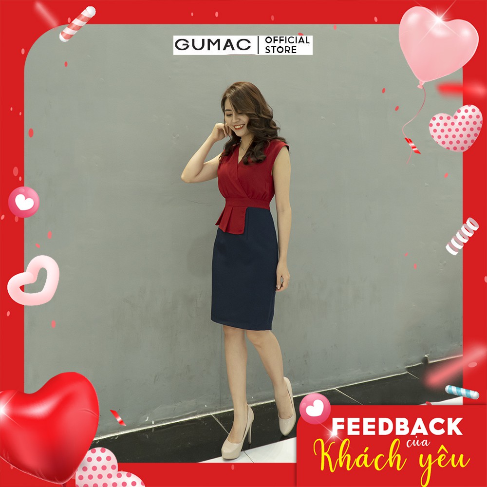 [Mã MABR07062 giảm 8% tối đa 50K đơn từ 249K] Đầm ôm body nữ bút chì bèo đắp GUMAC nhiều màu thanh lịch DB557 | BigBuy360 - bigbuy360.vn