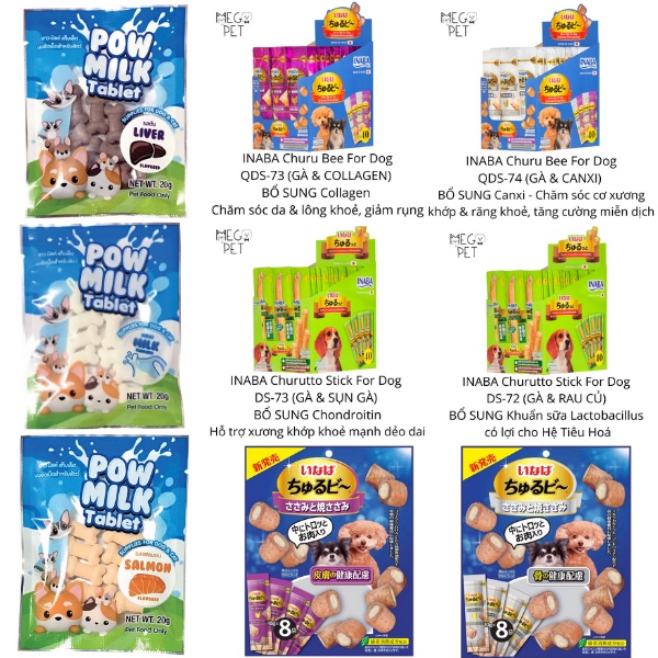 Snack Treats Bánh Thưởng Bổ Sung Dinh Dưỡng Cho Chó - INABA CHURUTTO CHURU BEE - KẸO SỮA DE - CHỌN LOẠI