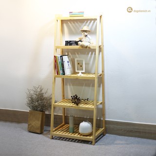 Kệ Sách Gỗ Đa Năng Chữ A Màu Gỗ Tự Nhiên 5 Tầng Nan Nội Thất Thông Minh HCM