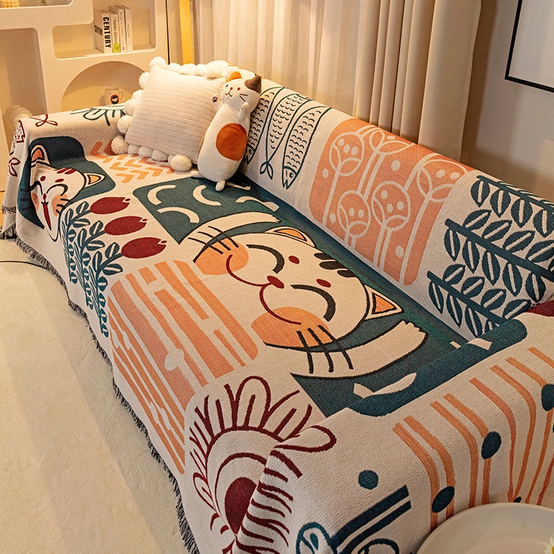 Vỏ Bọc Ghế Sofa Vải Cotton Phối Vải Gạc Thông Dụng