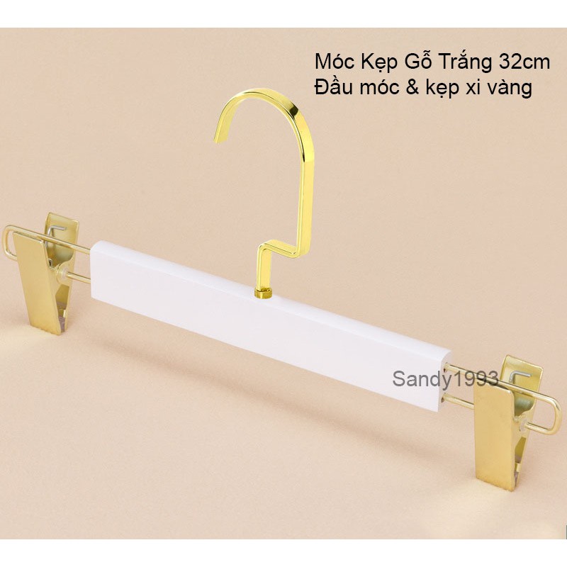 Bộ 10 móc kẹp gỗ đầu móc và đầu kẹp xi mạ vàng 32cm