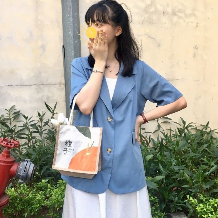 Áo khoác blazer cộc tay, áo vest nữ ngắn tay 1 lớp phong cách Hàn Quốc freesize nhiều màu