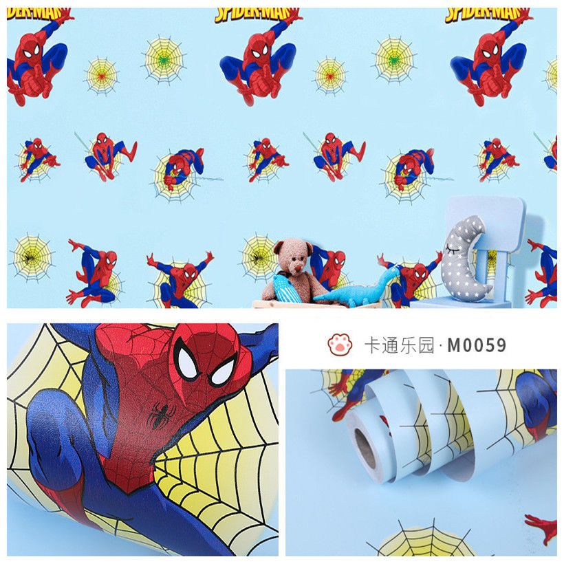 （10M * 0.45m）Giấy Dán Tường Tự Dính Họa Tiết Hoạt Hình Người Nhện  Trang Trí Phòng Ngủ Cho Bé