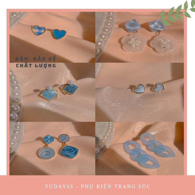 Trọn bộ sưu tập bông tai màu blue cực hot đính cá cao cấp -YUDAYSS-