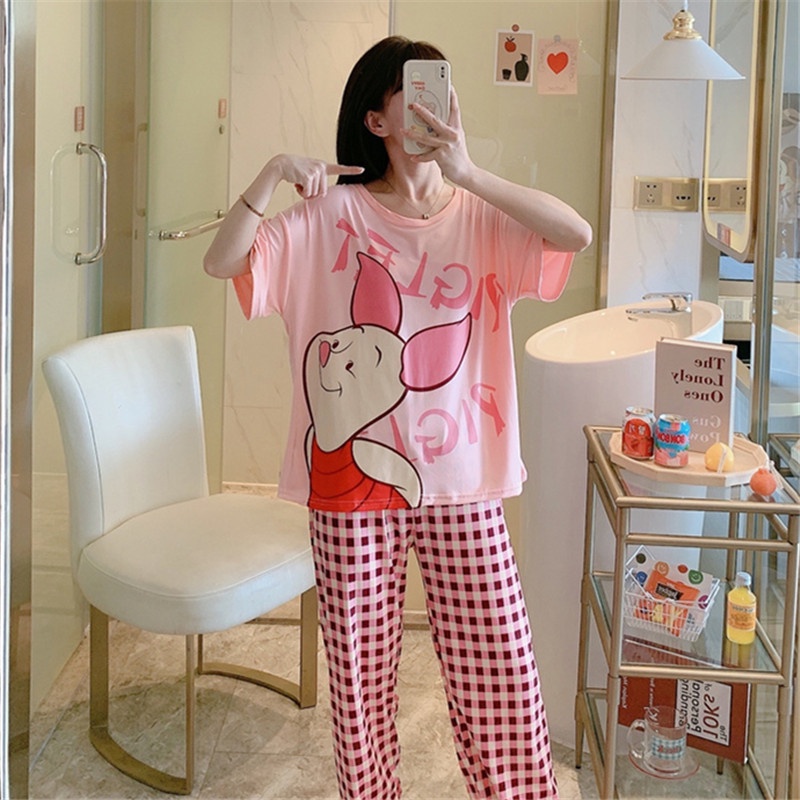 Đồ Bộ Nữ Thun Cotton Tay Ngắn Quần Dài, Đồ Mặc Ở Nhà Quảng Châu, Họa Tiết Hoạt Hình Dễ Thương TN03 | BigBuy360 - bigbuy360.vn