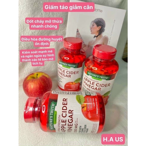 GIẤM TÁO GIẢM CÂN APPLE CIDER VINEGAR 180 CỦA MỸ