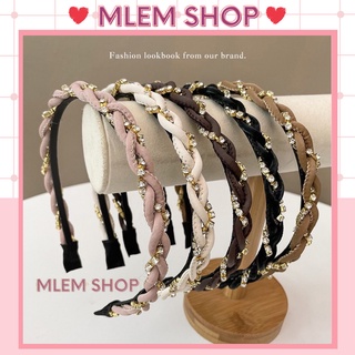 Bờm cài tóc vải nhung xoắn đính đá sang chảnh phong cách hàn quốc ml006