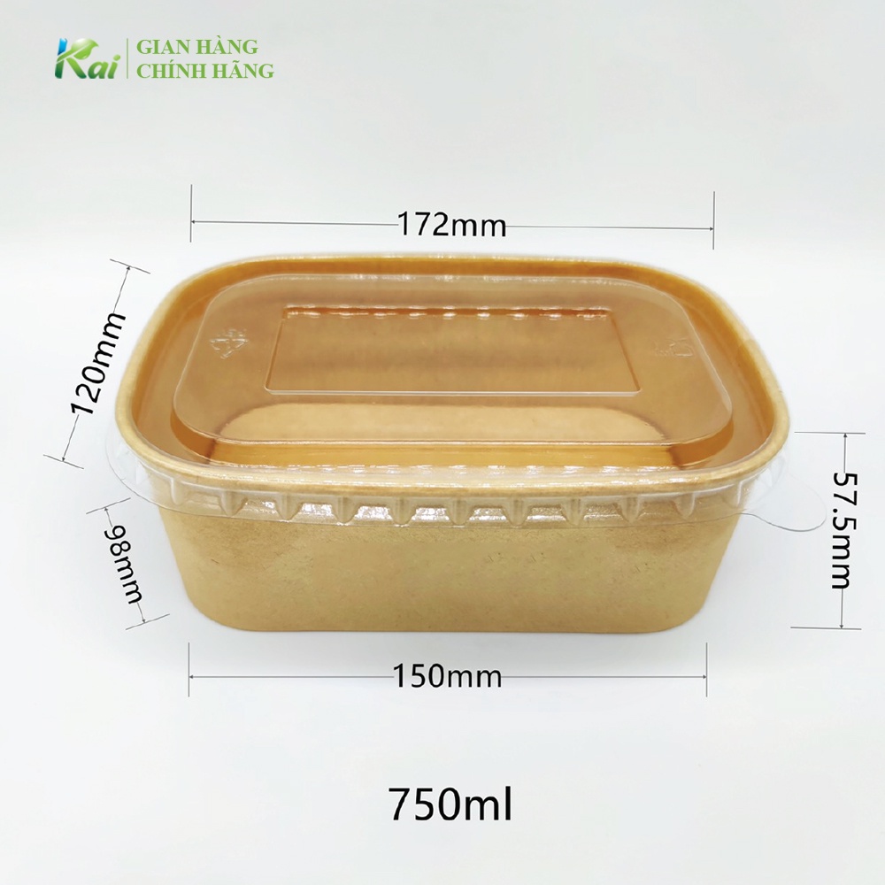 25-50 HỘP GIẤY BENTO chữ nhật, size 750/1000ml, kèm nắp PET, dùng đựng thực phẩm sạch sẽ, an toàn, cao cấp, GIÁ SỈ