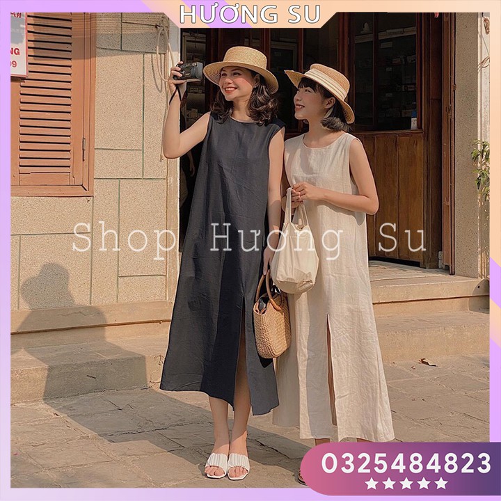 [Mã WASTHIT giảm 15% tối đa 30K đơn 99K] Đầm Nữ 3 Lỗ Cổ Thuyền Xẻ Tà 🦋 Váy Nữ Dáng Dài Cổ Thuyền 2 Màu 🦋