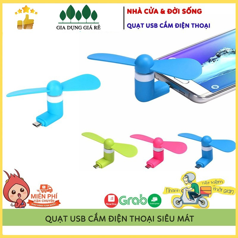 ☘️Rẻ Vô Địch☘️ Quạt Mini USB 2 Cánh Cắm Điện Thoại Siêu Mát, Hỗ Trợ Tất Cả Các Dòng Điện Thoại