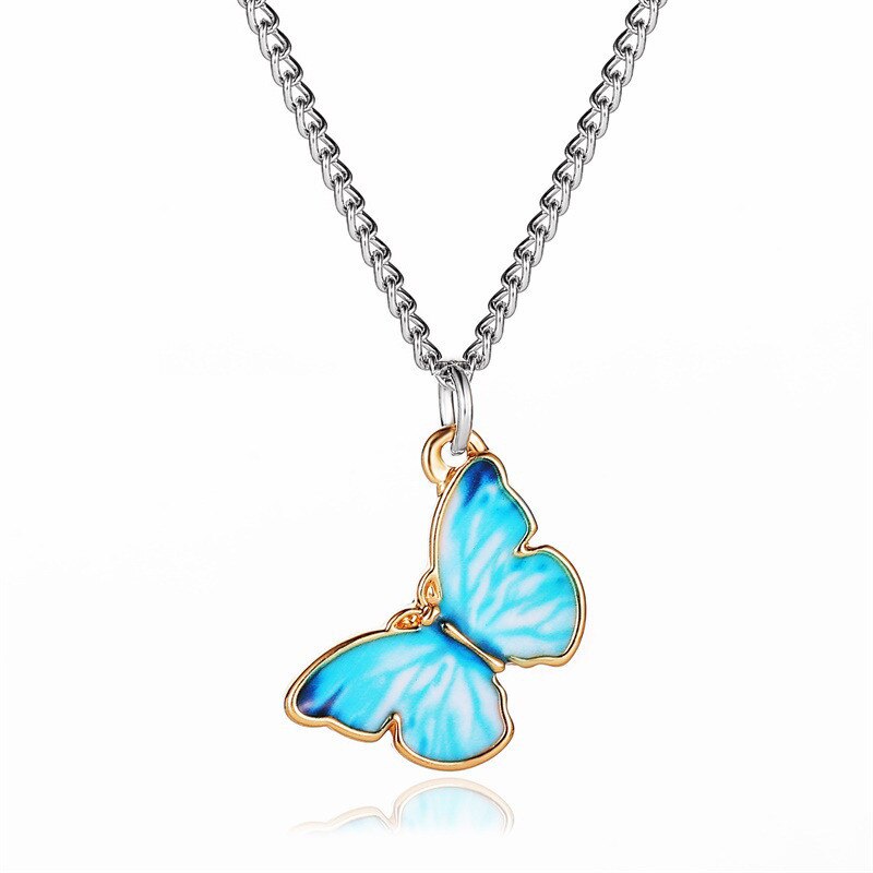 BUTTERFLY vòng cổ Mặt Hình Bướm Đính Đá Phong Cách Vintage Cho Nữ