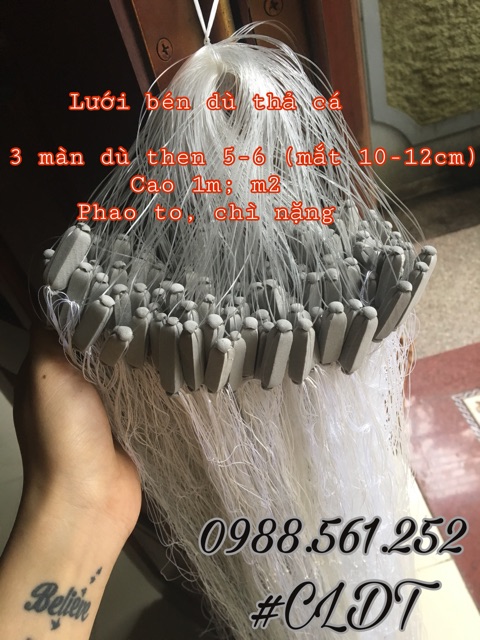 Lưới thả cá đánh sông hồ 3 màn dù xịn cao 1m2