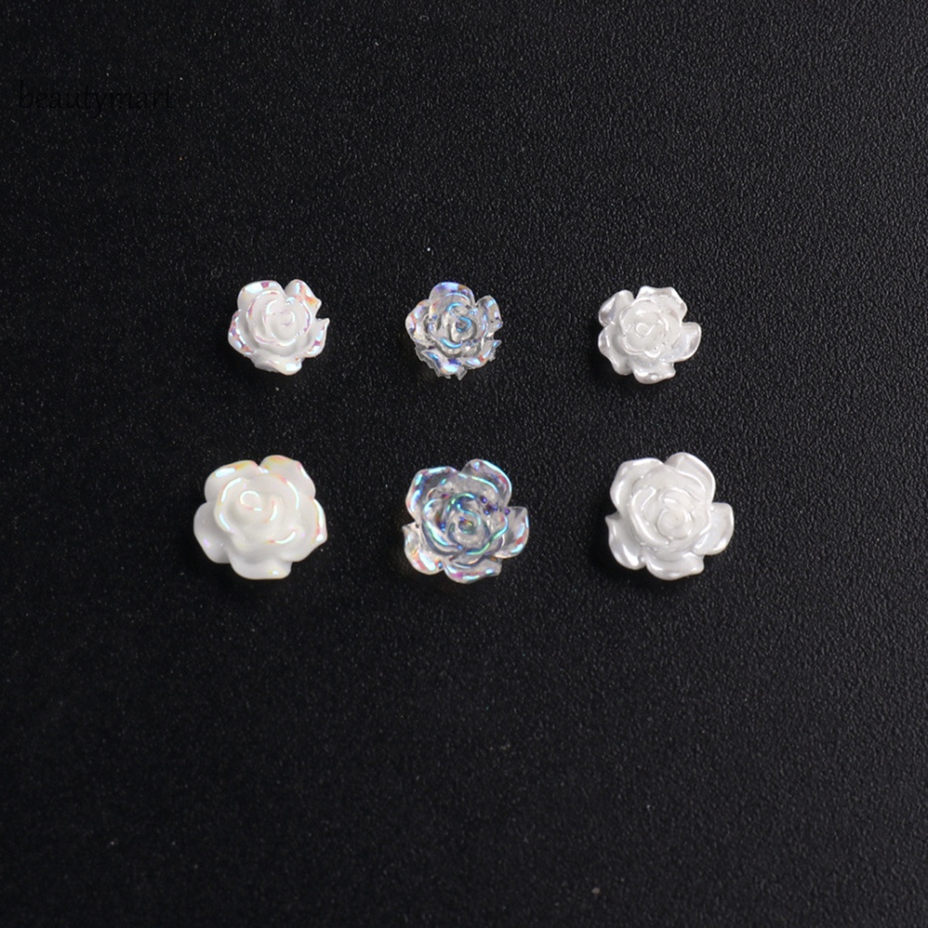 [Hàng mới về] Hộp phụ kiện trang trí móng tay hình hoa bằng nhựa resin màu trắng xinh xắn