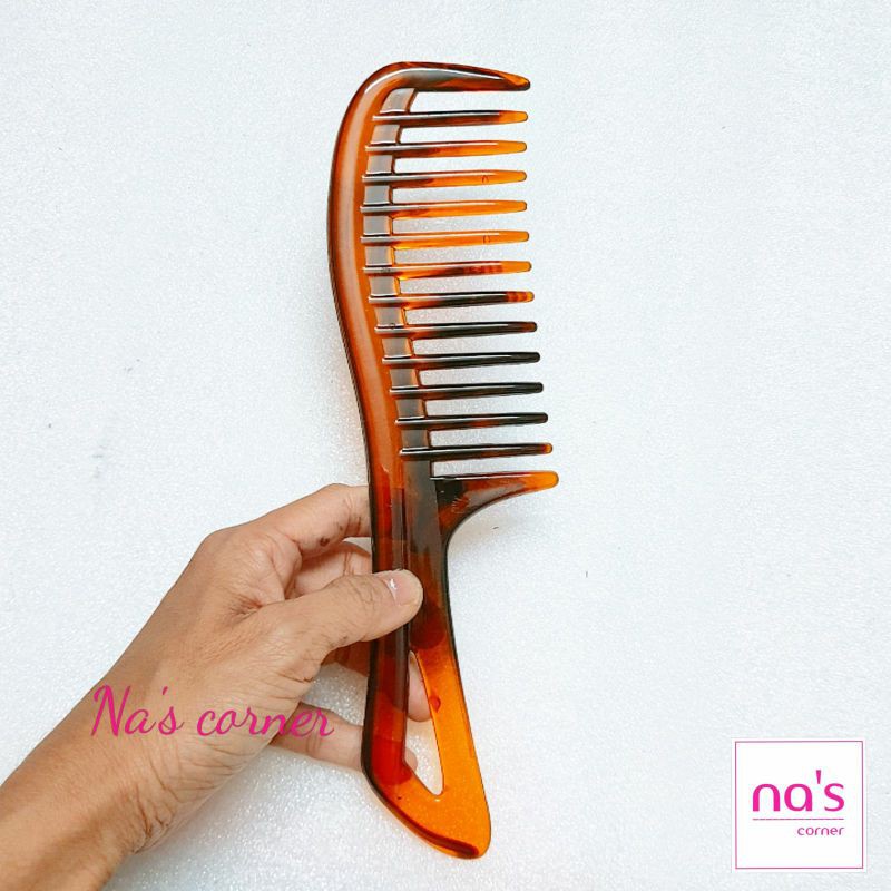 Lược nhựa size lớn dài 25cm răng thưa cán cầm tay nhựa trong