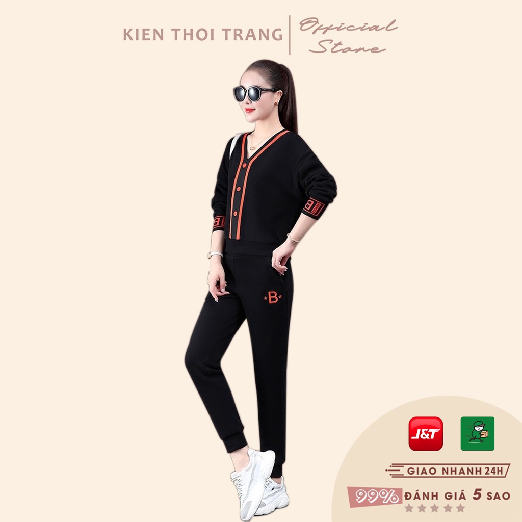 Bộ đồ nữ thu đông da cá cao cấp KIENTHOITRANG - Bộ thể thao dễ phối đồ trẻ trung