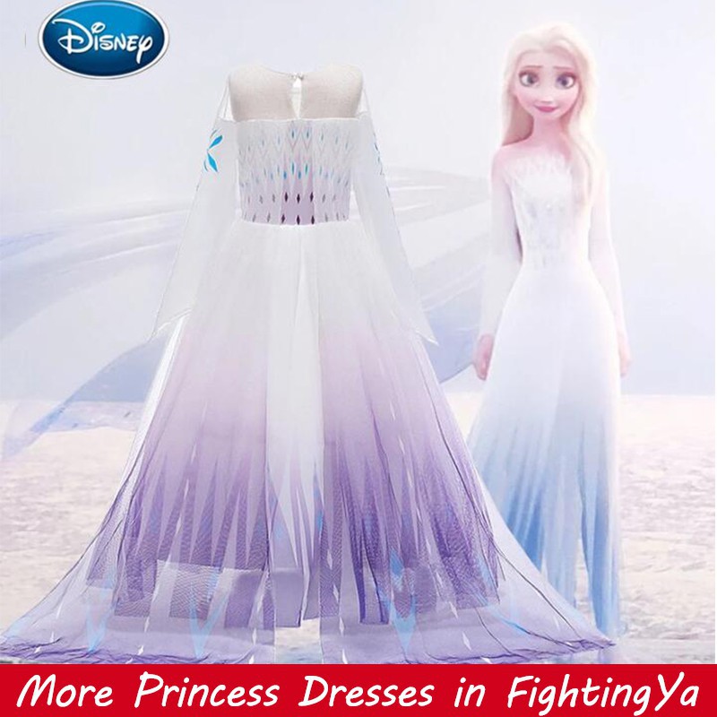 Anna Elsa Princess White Dress Girls Snow Queen 2 Costume For Halloween Christmas Birthday Party Dresses Girls Clothing