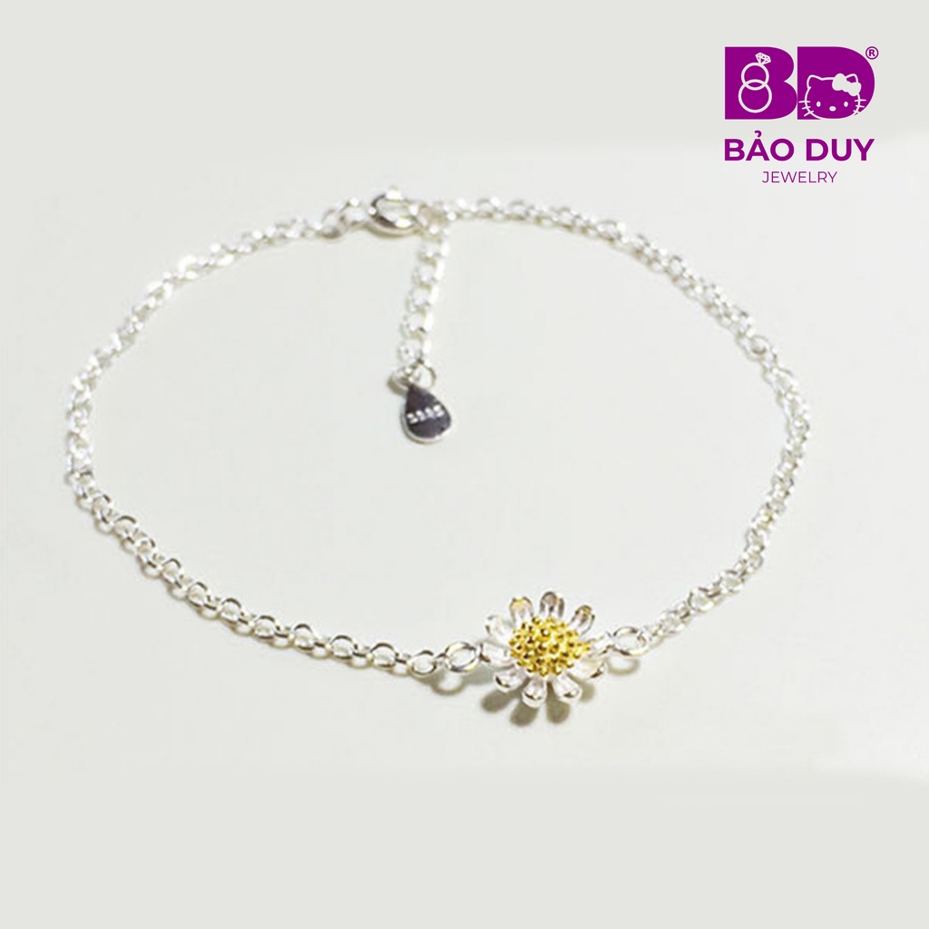 Lắc tay bạc s925 hoa cúc họa mi Bảo Duy Jewelry