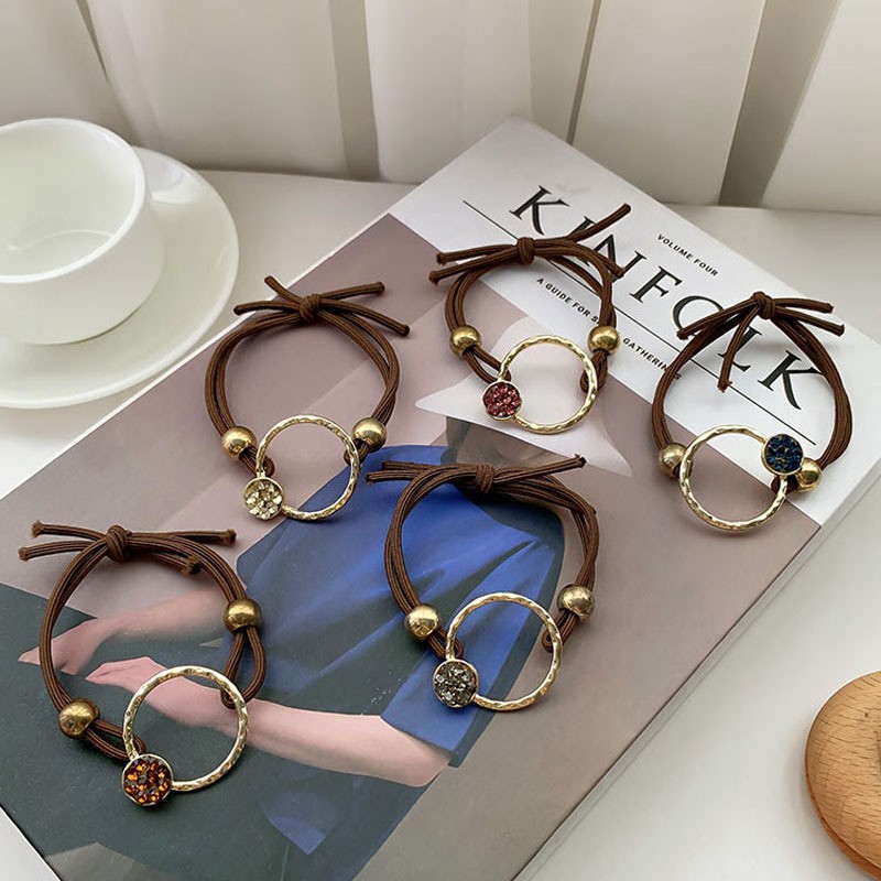 [Mã SKAMCLU8 giảm 10% cho đơn từ 100K] Dây cột tóc mặt kim loại đính đá xinh xắn