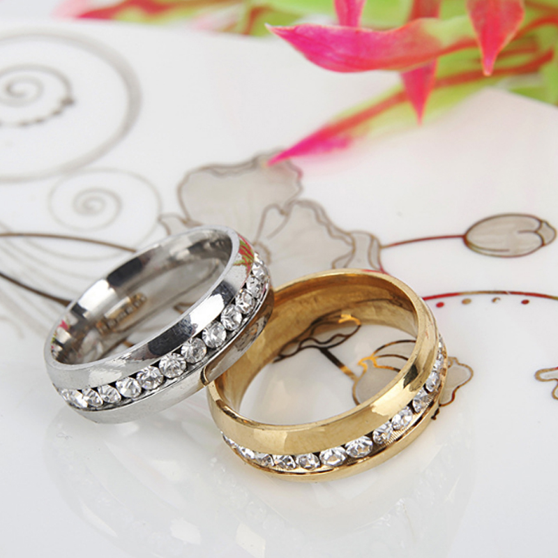 Nhẫn thép không gỉ đính đá nhiều màu sắc