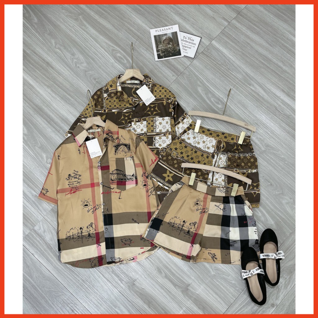 Sale  Set Đồ Nữ Đẹp, Set Bộ Đồ Nữ Mùa Hè Áo Sơ Mi Lụa Hàn Mềm Mịn Sang Chảnh  siêu
