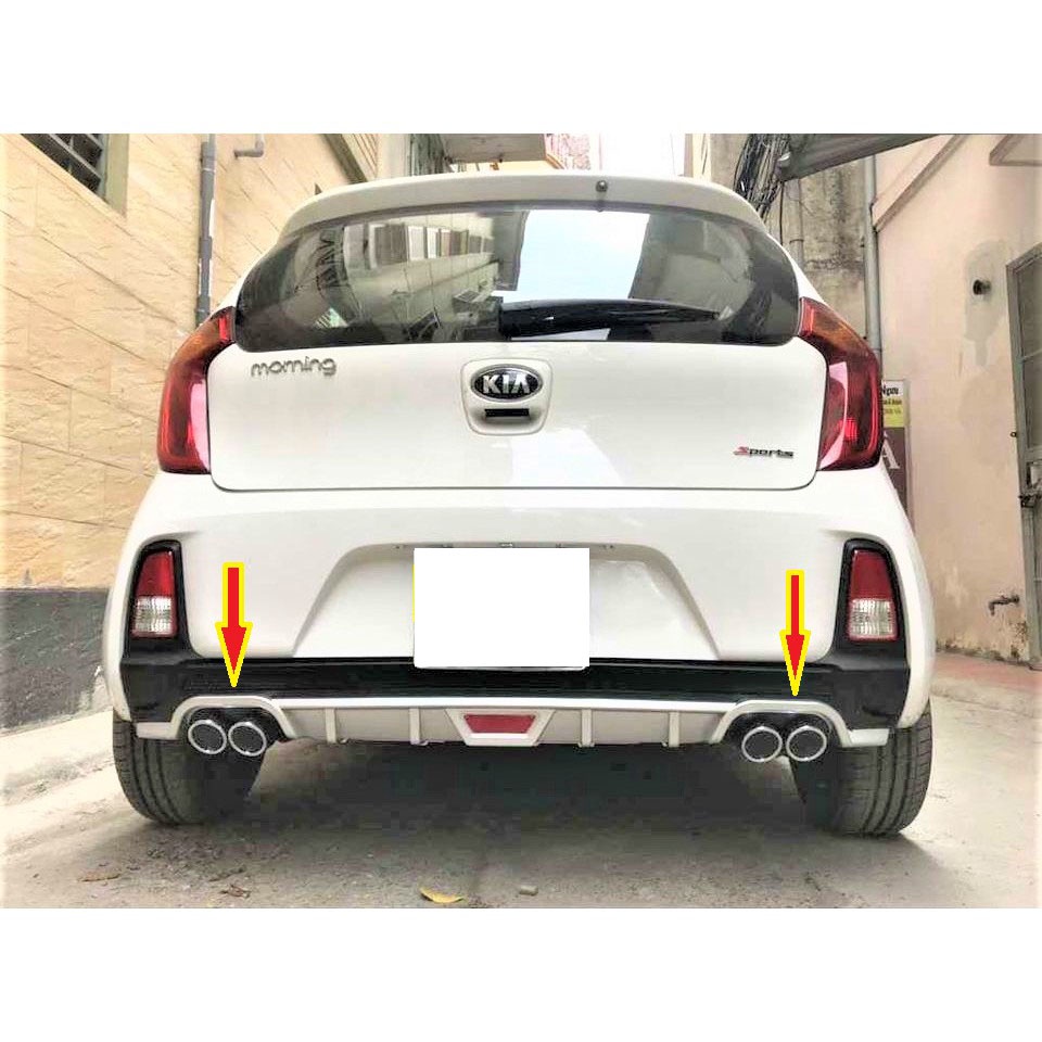 Lip chia pô sau xe Kia Morning 2012 đến 2018 - dáng 4 bô tròn kiểu dáng thể thao, lắp đặt đơn giản