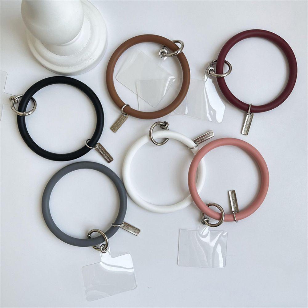 Ốp Điện Thoại Silicone Mềm Màu Trơn Chống Rơi Có Vòng Tay &amp; Móc Khóa Unisex