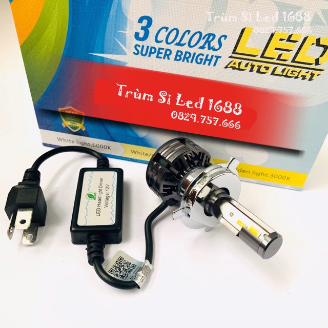 Đèn led pha cao cấp T6,L7 3 màu lắp ô tô xe máy hàng chuẩn loại 1. có chế độ sáng trắng, sáng vàng