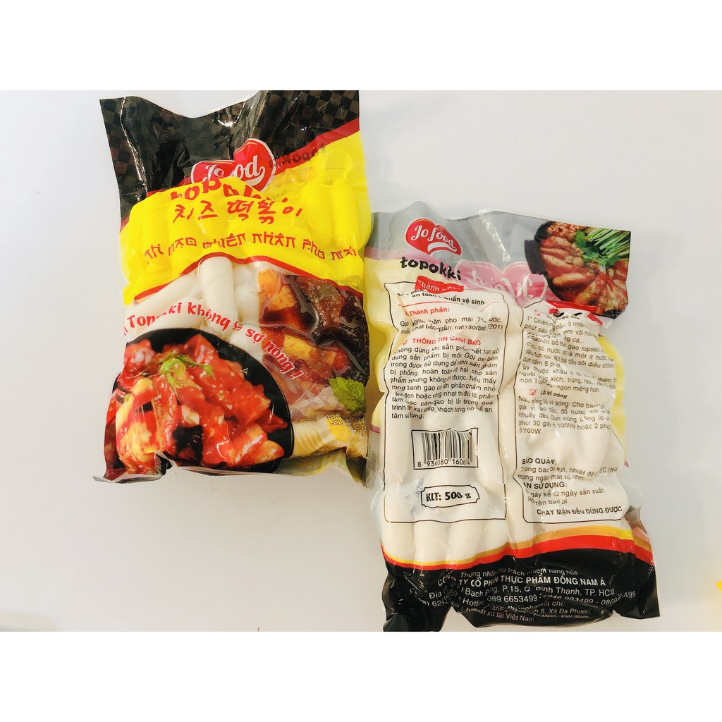 Combo 500g T0P0KKI PHÔ MAI Jofood + 450G CHẢ CÁ HÀN QUỐC+ 100G SỐT + 1 GÓI MÌ 110G