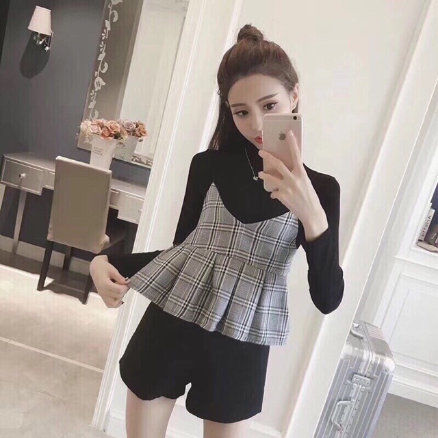 Set áo yếm kẻ